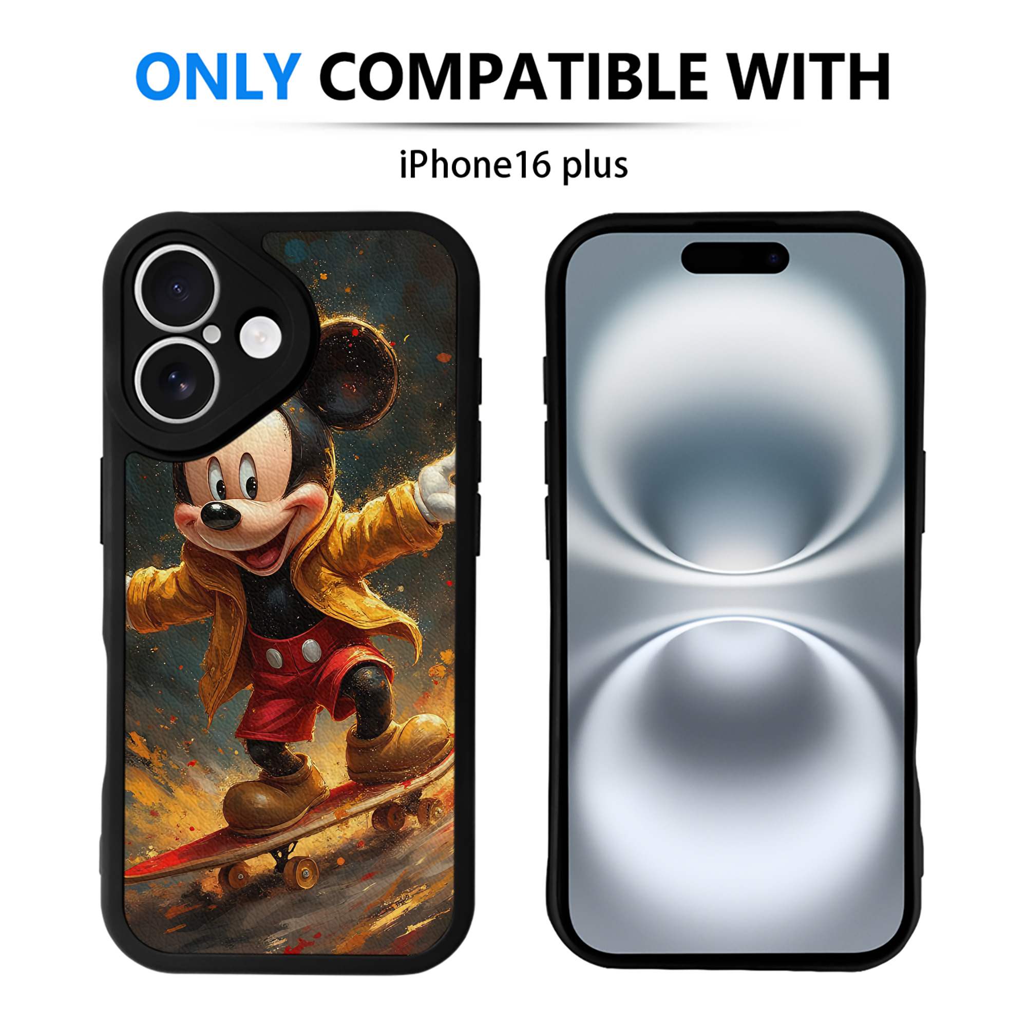 （画像用） ミッキーマウス Mickey Mouse 【iPhone 16シリーズ対応】シリコンスマホケース（レザー調） 材質：シリコン